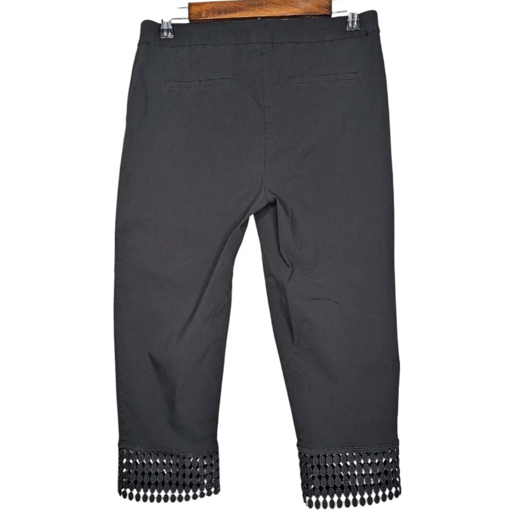 Zac & Rachel Womens Black Pull on Cropped Capris Pants with Ankle Details Size 8 - Picture 2 of 12